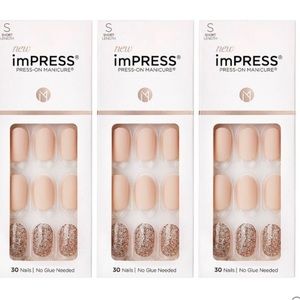 Kiss Impress Press-On Matte Beige Oval Nails x 3 Packs!
